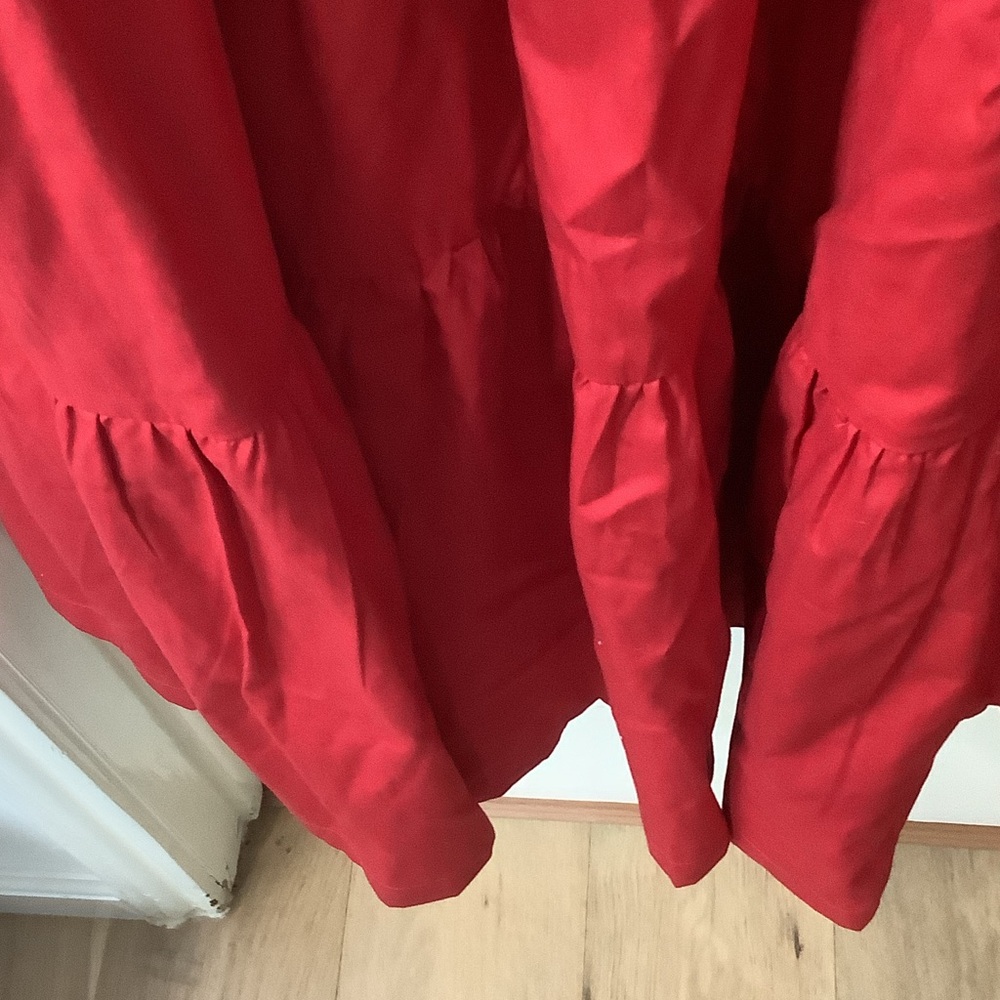 Abercrombie & Fitch Red Puff-Sleeve Fit-and-Flare Dress - Picture 5 of 6